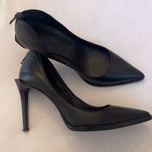 Helmut Lang Black Leather back zip pumps